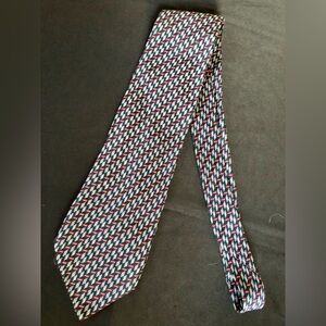 Giorgio Armani, Woven Stripe 100% Silk Tie in Navy, Red & White
